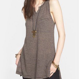 FREE PEOPLE Linen Blend Purple Gray Striped Tank